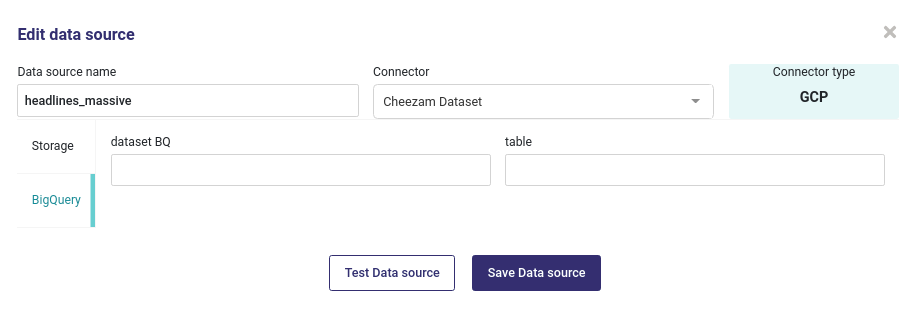 Import a file from a GCP  Big Query Table